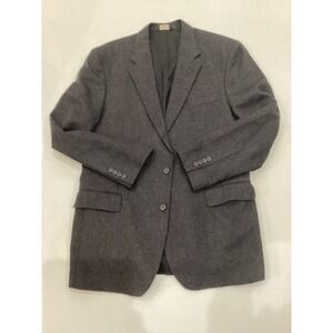 Jos A Bank Travelers Collection Mens 44L Camel Hair Blazer Sport Coat Gray Plaid